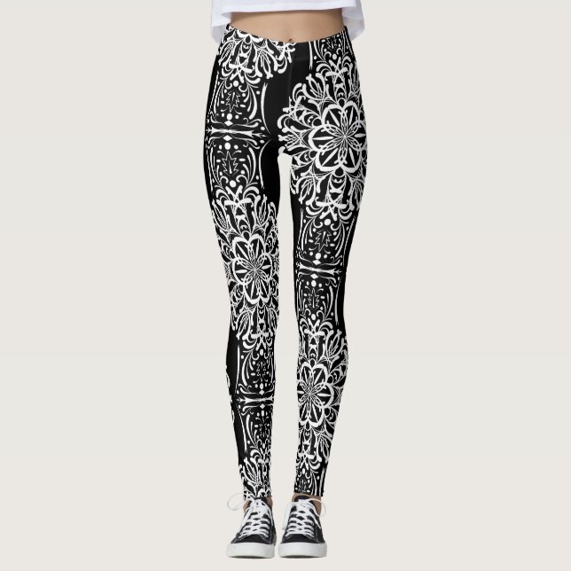 Leggings Décor abstrait sans charme noir moderne avec (Devant)