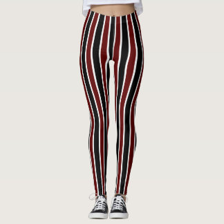 Leggings Décor blanc marron noir vertical sur