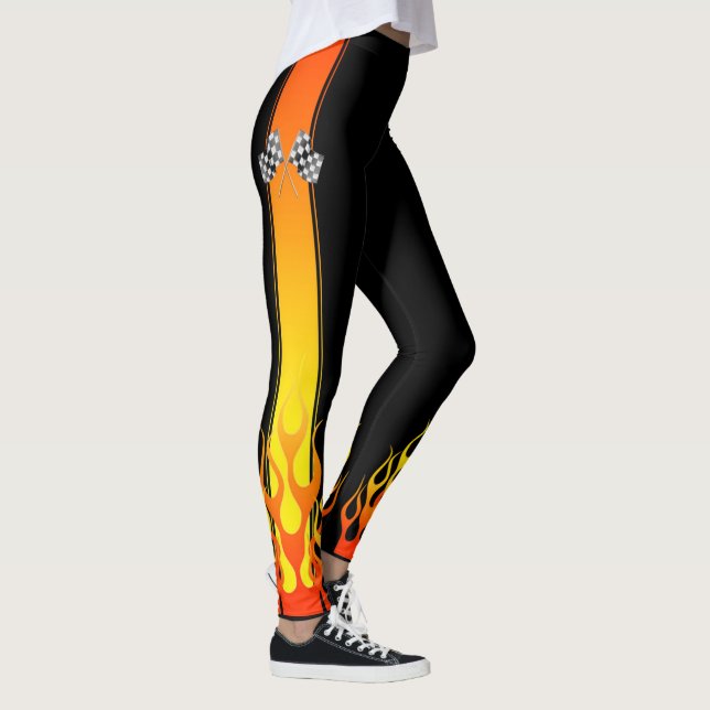 Leggings Décor chaud de drapeaux de courses d'automobiles (Droite)