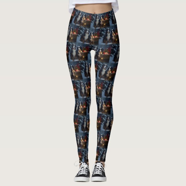 Leggings Décor de Noël Bernese Mountain Snowy (Devant)