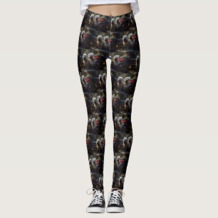 Leggings Décor de Noël de Cairn Terrier Snowy Sleigh