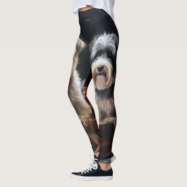 Leggings Décor de Noël du Biewer Terrier Snowy Sleigh (Gauche)