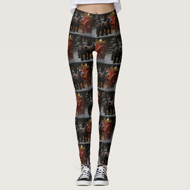 Leggings Décor de Noël écossais Terrier Snowy Sleigh (Devant)