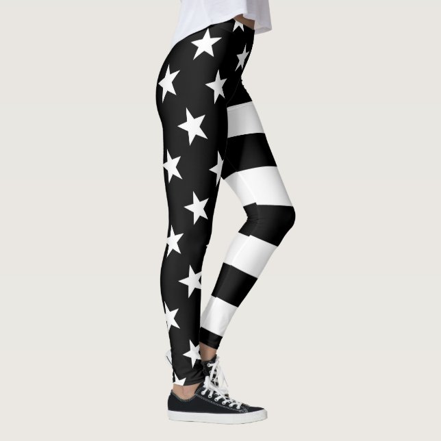 Leggings Décor noir et blanc de bannière étoilée dessus (Droite)