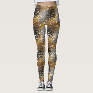 Leggings Décoratifs, clinquants, scintillants, noirs, or, l