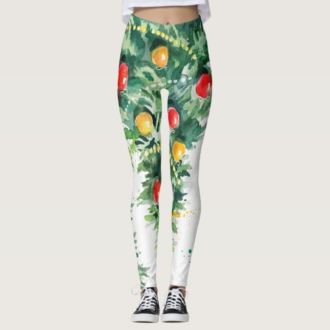 Leggings Décoration des arbres de Noël (Devant)