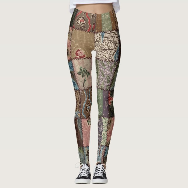 Leggings Découpe à patchwork, texture 3D. (Devant)