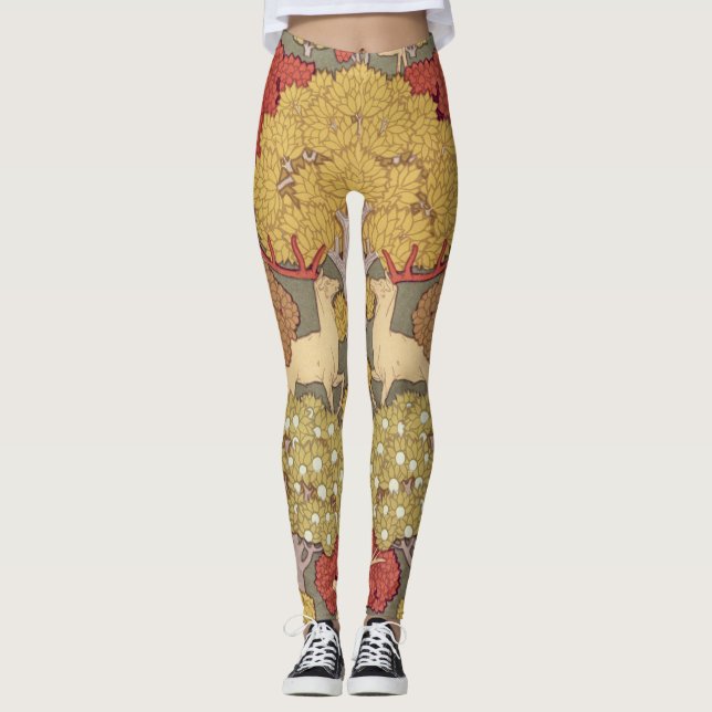 Leggings Deer &Tree Squirrel Bird Rowan Berries Art Nouveau (Devant)