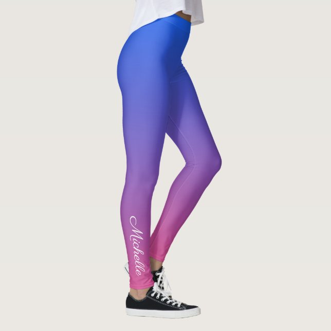 Leggings dégradé bleu et rose foncé personnalisé (Droite)