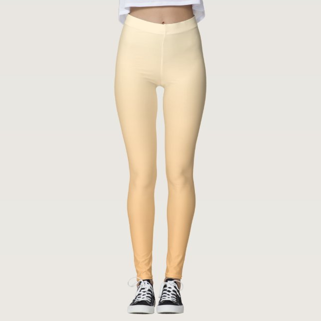 Leggings Dégradé des couleurs Jaune et Pêche (Devant)