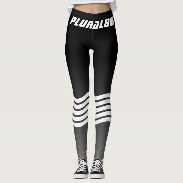 Leggings dégradé gris noir monogrammé sportif (Devant)