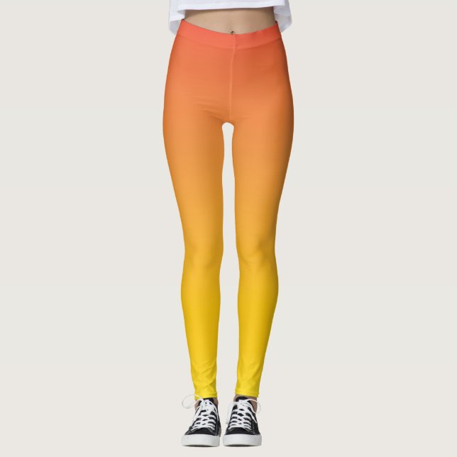 Leggings Dégradé ombre jaune à orange (Devant)