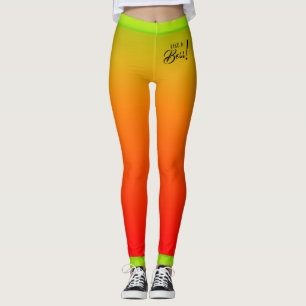 Leggings Dégradé rouge jaune tropical avec un texte sembl