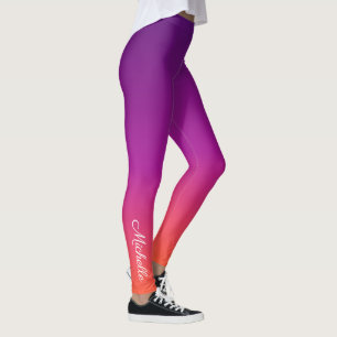 Leggings dégradé violet, rose et orange foncé