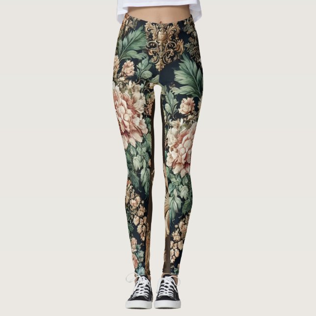 Leggings d'élégance florale baroque (Devant)