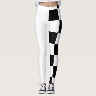 Leggings Demi-chèque blanc et noir