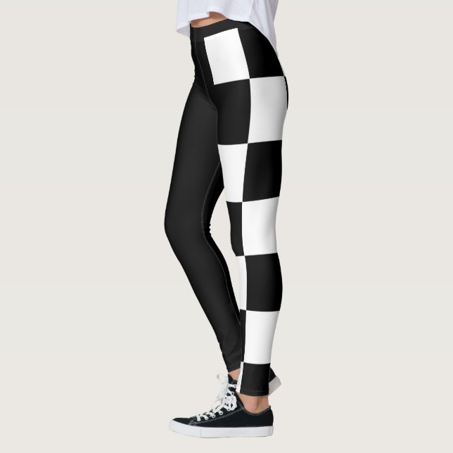Leggings Demi-chèque noir et blanc (Gauche)
