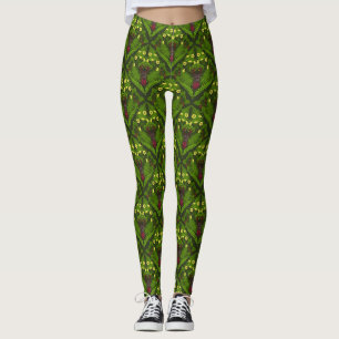 Leggings Dendroctones et fougères, feuilles verts