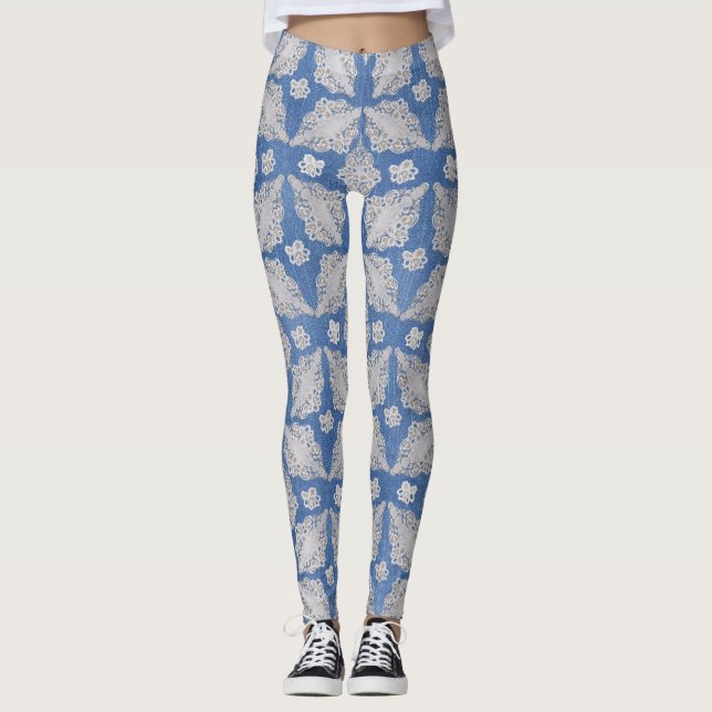 Leggings Denim avec dentelle (Devant)