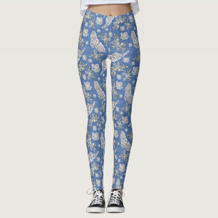Leggings Dénim bleu, dentelle - Perles d'ivoire