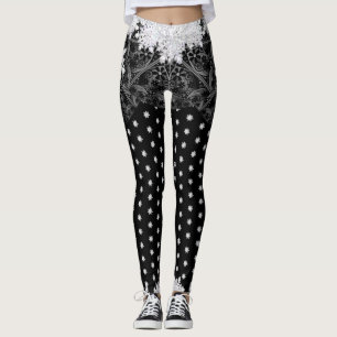 Leggings Dentelle en céramique noir & flocon de neige