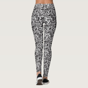 Leggings Dentelle florale noire et blanche