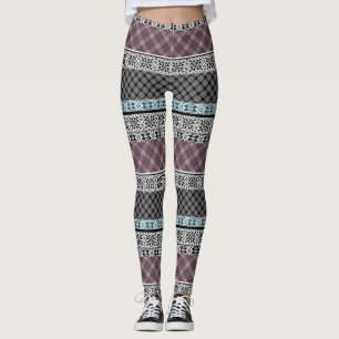 Leggings Dentelle patchwork noir et blanc