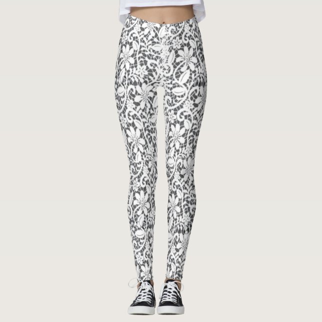 Leggings Dentelle sur les guêtres grises (Devant)