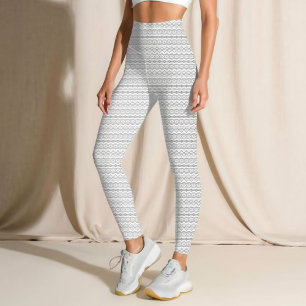 Leggings Dentelles Motifs Design de dentelle gris et blan