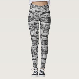 Leggings dents d'horreur noir et blanc motif