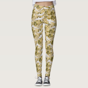Leggings Des colombes exquises contre l'illustration floral