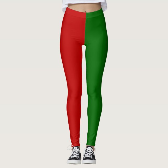 Leggings Des Elfes De Noël Rouge Et Vert (Devant)