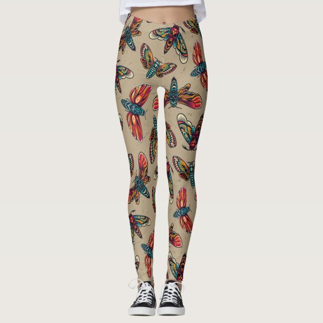 Leggings Des papillons de nuit colorés (Devant)