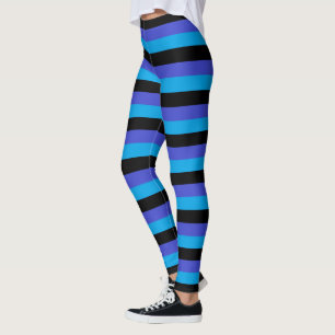 Leggings Des rayures turquoise, noire et bleue