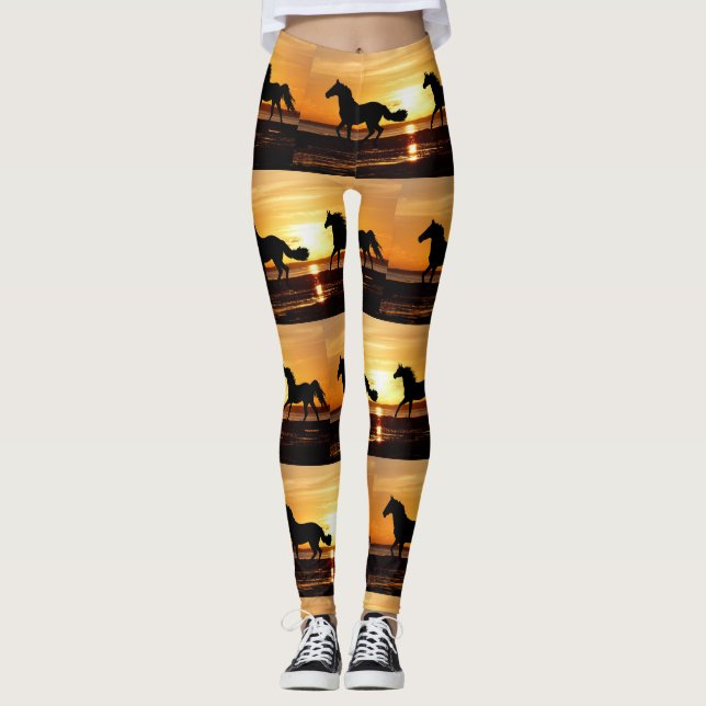 Leggings Descendez à l'hippodrome Course au coucher du sole (Devant)