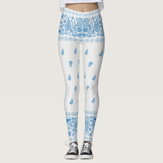 Leggings Design blanc et bleu Paisley