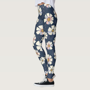 Leggings Design bleu et floral