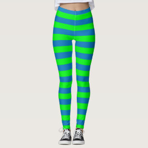 Leggings Design de bandes bleues et vertes
