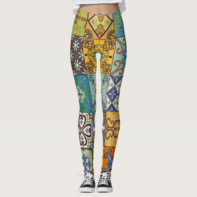 Leggings Design de carreaux Talavera portugais (Devant)