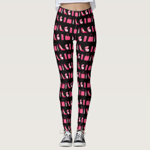 Leggings Design de ceintures noires et roses