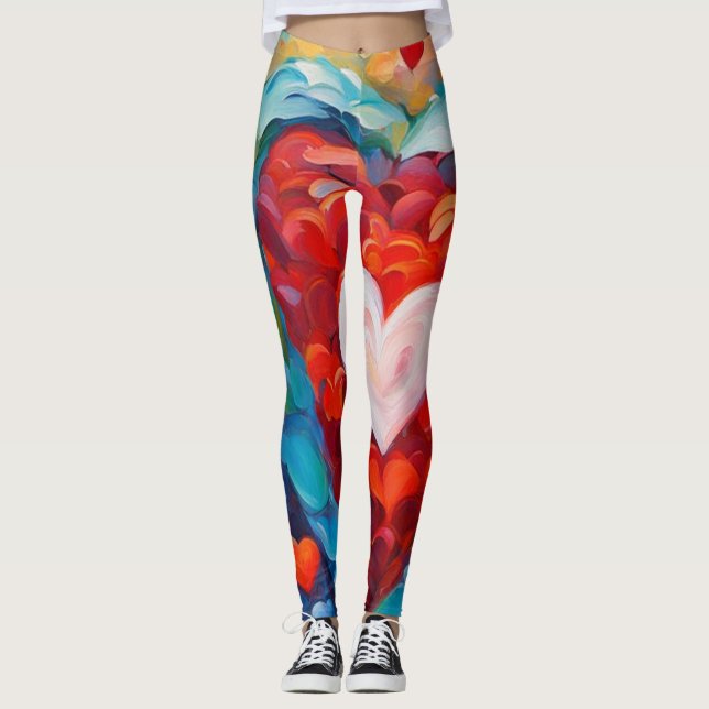 Leggings Design de coeur peint (Devant)