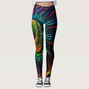 Leggings Design de coquilles lumineuses : la nature en néon