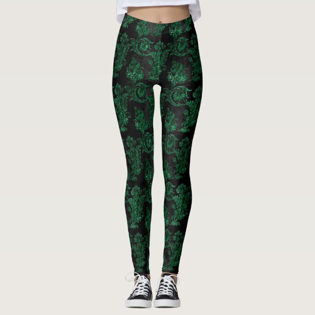 Leggings Design de la série Velvet vert 10 (Devant)