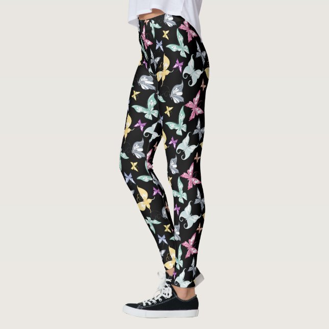 Leggings Design de papillon mignon Pastel (Gauche)
