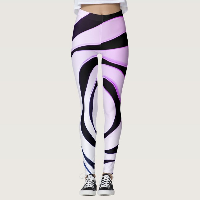Leggings Design en spirale géométrique noir sur arrière - p (Devant)