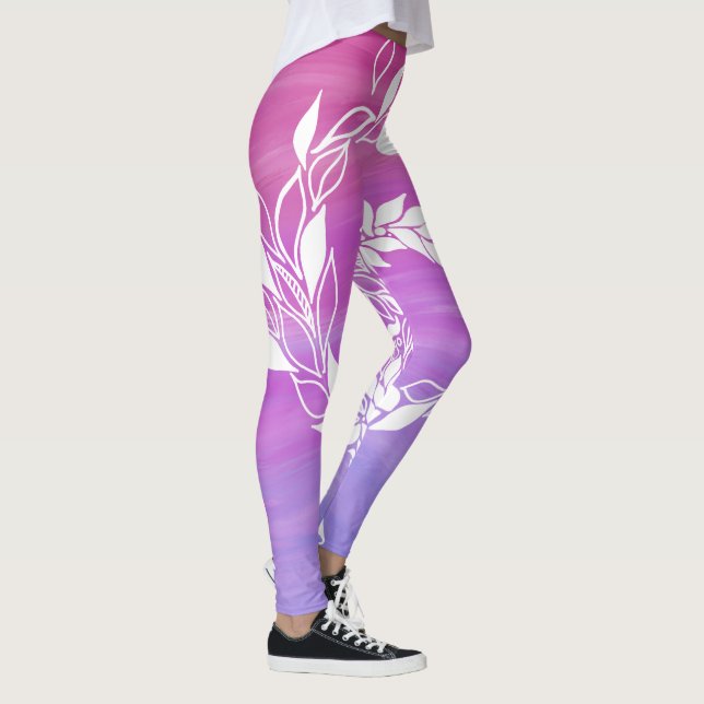 Leggings Design feuille Abstrait sur arrière - plan rose (Droite)
