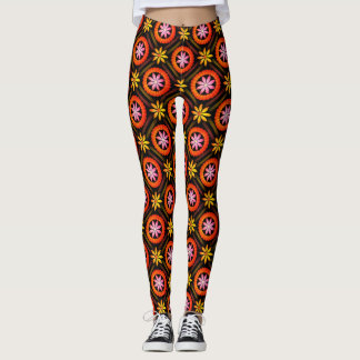 Leggings Design Fleur moderne sur arrière - plan noir