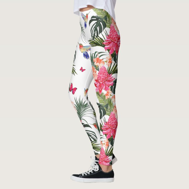 Leggings Design floral tropical, Colibris, Papillons (Gauche)