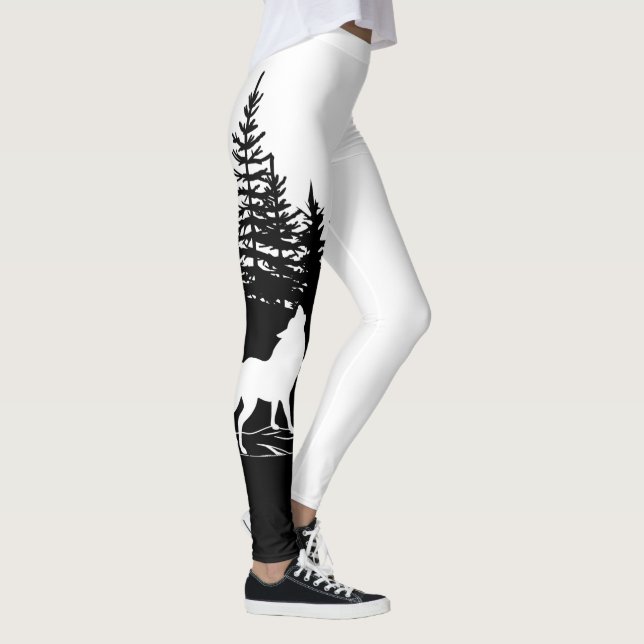 Leggings Design Loup blanc noir (Droite)