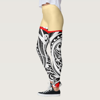 Leggings Design maori unique RED